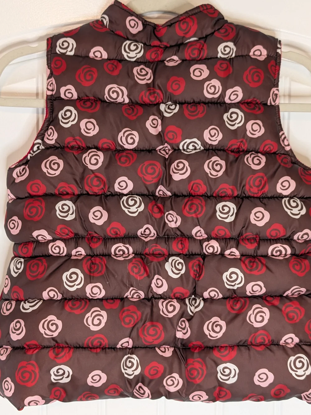 Gymboree Girls Sweet Treats Brown Floral Rose Patterned Fleece Lined Puffer Vest